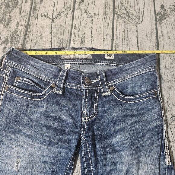 BKE Jeans Womens 30X31 Blue Stella Flare Bootcut Distressed Mid Rise Zip City - Picture 6 of 12